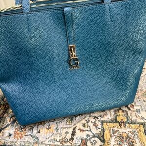 Guess Teal Textured Tote Bag